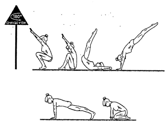 Back Roll to open in 45 degree Above Horizontal and Lower to Push up Postition