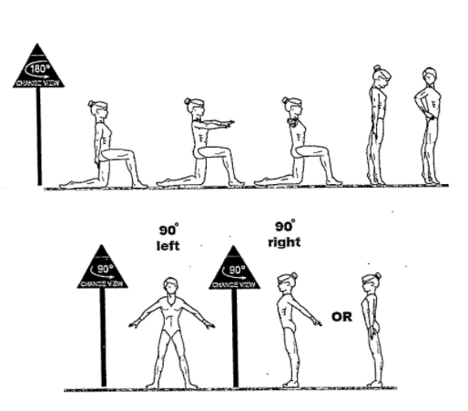 Half Kneeling Pose, Releve Lock, Stand Stradel, then straight Stand 